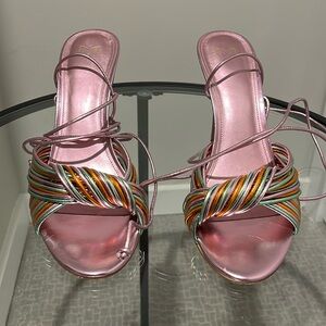 Marc Fisher Lace Up Metallic Heels